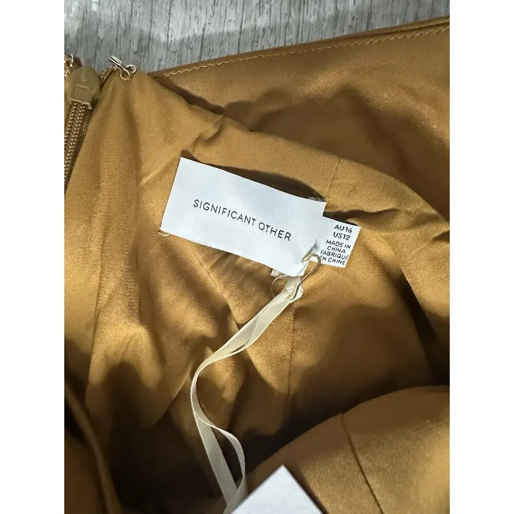 NWT Anthropologie Significant Other Copper Gracie Backless Satin Dress 12 - Picture 10 of 13